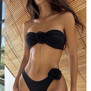 Chic Black Floral Bikini Set